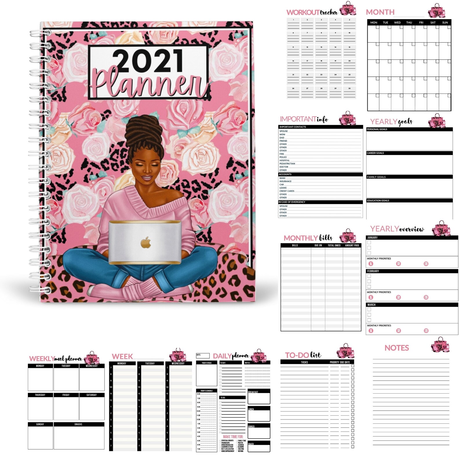 2021 Black Girl planner Girl Boss planner Blessed Planner Etsy