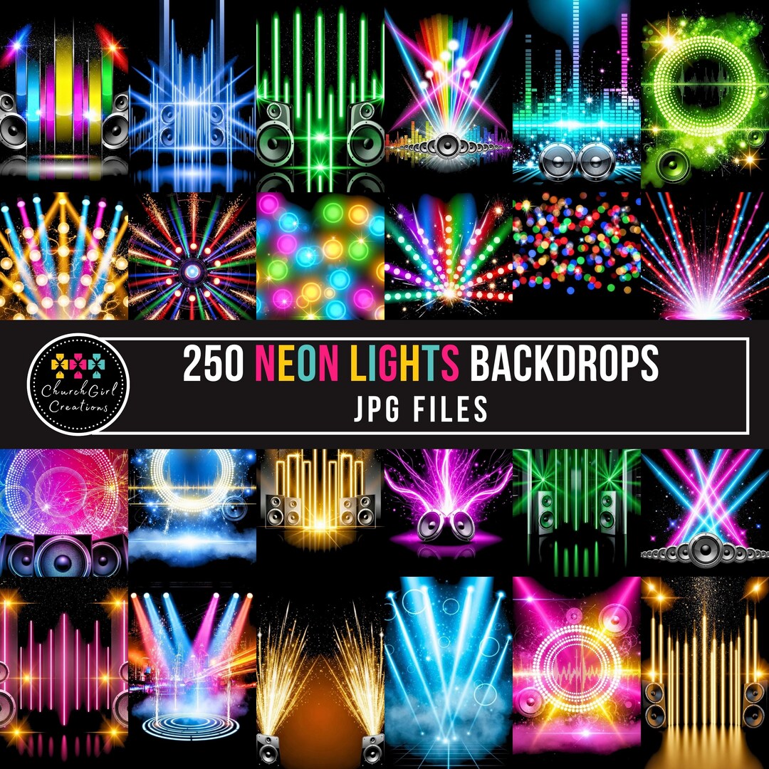 Neon Backdrop Kit 250 Neon Light Backdrops, Photography Backgrounds, Party Flyer ...