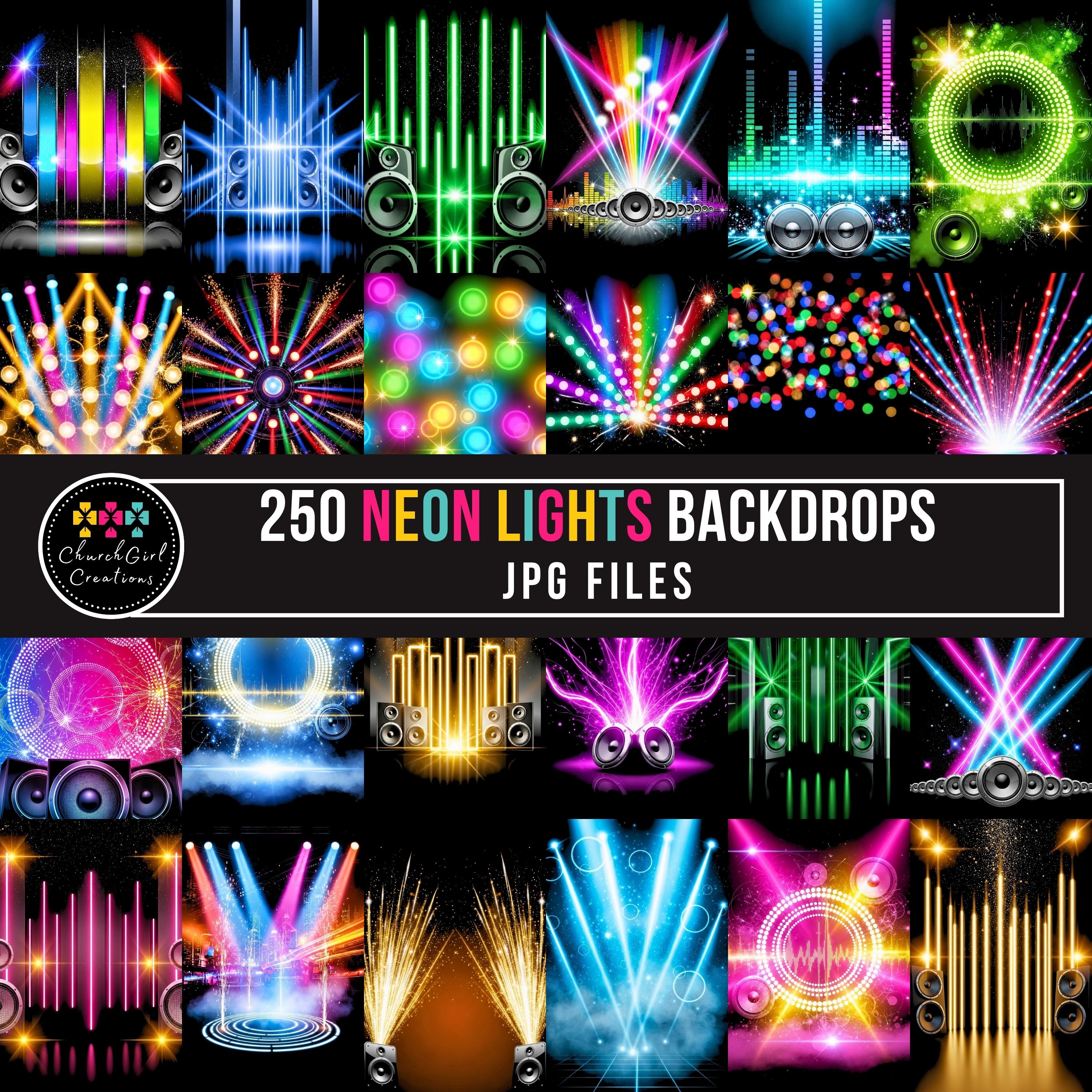 250 Neon Light Backdrops, Photography Backgrounds, Party Flyer ...
