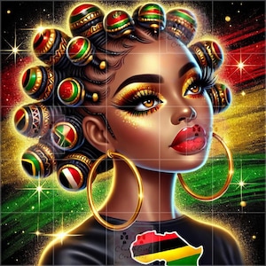 Black Woman png, Juneteenth png, Black Girl png, colorful png, Melanin png, Black Woman AI Art, Black Queen png, Afro Lady Art, African png