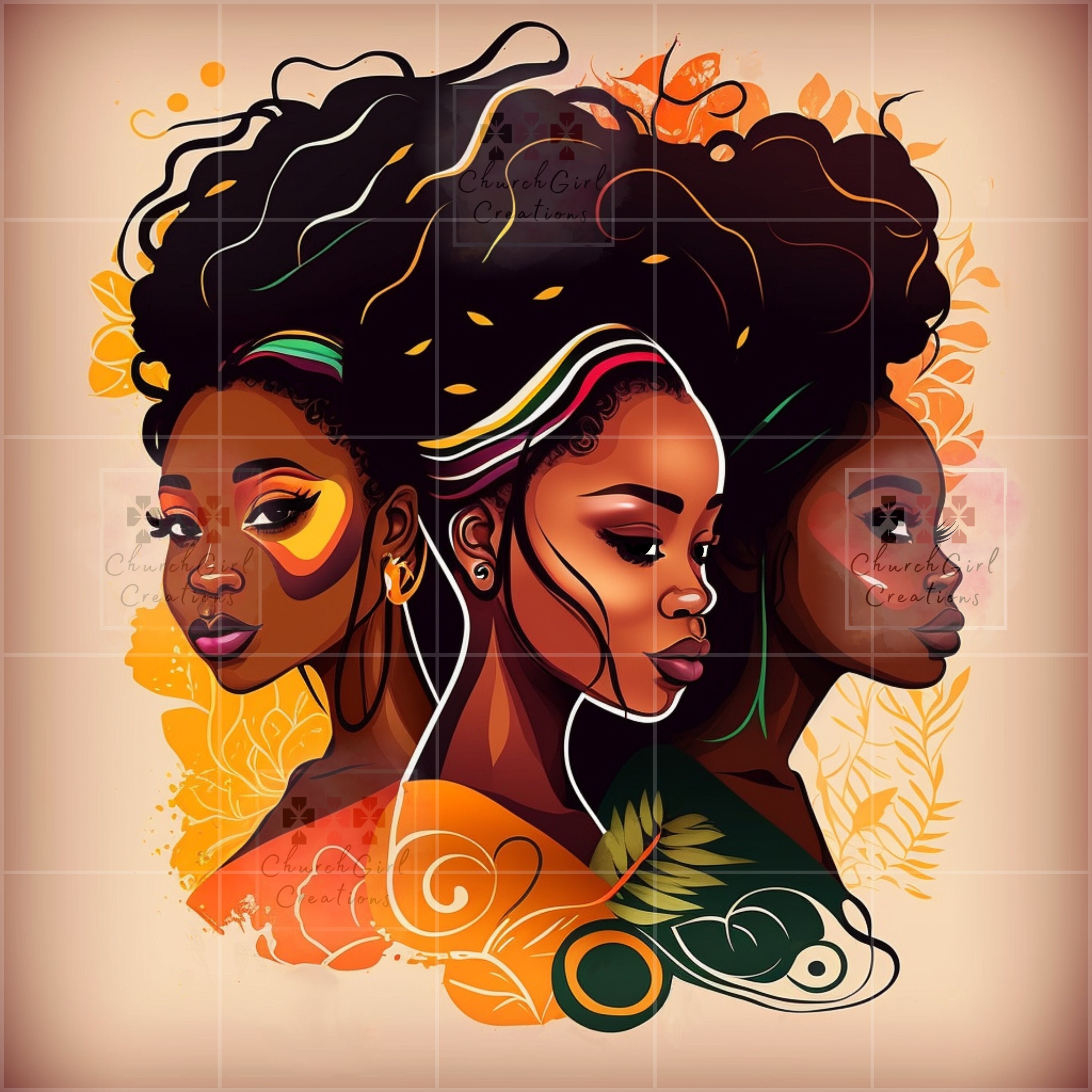 Hermosas hermanas, mujeres afro negras, melanina marrón, mujer negra PNG,  chica de moda afro, clipart afroamericano, sublimación AI digital png, image size:3000x3000