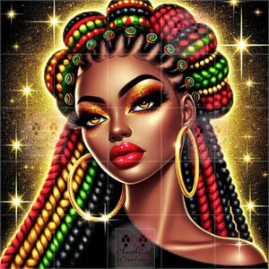 Black Woman png, Juneteenth png, Black Girl png, colorful png, Melanin png, Black Woman AI Art, Black Queen png, Afro Lady Art, African png