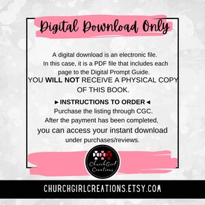 May include: A digital download graphic with the text "Digital Download Only" in pink. The text explains the product is a PDF file and instructions on how to order. The Etsy shop name and URL are at the bottom.
