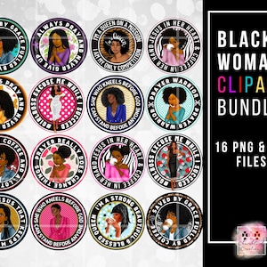 Peut inclure: Un ensemble de 16 images clipart num&eacute;riques repr&eacute;sentant des femmes noires avec des citations inspirantes. Les images sont en format circulaire avec des arri&egrave;re-plans color&eacute;s et des accents floraux. Les citations incluent "Sauv&eacute;e par la gr&acirc;ce, aliment&eacute;e par le caf&eacute;", "Prie toujours et n'abandonne jamais", "Je suis une reine en mission", "La main de J&eacute;sus dans son c&oelig;ur et le caf&eacute; dans sa main", "Guerri&egrave;re de la pri&egrave;re", "Patron excuse-moi pendant que je r&eacute;ussis", "La pri&egrave;re change vraiment les choses", "La main de J&eacute;sus dans son c&oelig;ur et le caf&eacute; dans sa main", "Je suis une reine forte et b&eacute;nie", "C'est J&eacute;sus qui me fait avancer", "Elle qui s'agenouille devant Dieu peut se tenir devant n'importe qui", "Sauv&eacute;e par la gr&acirc;ce, aliment&eacute;e par le caf&eacute;".