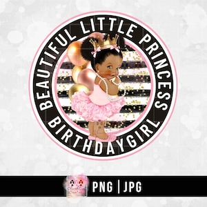 Anniversaire png, Fille noire png, Afro-américain, Sublimation, Anniversaire fille png, Petite fille png, Belle princesse