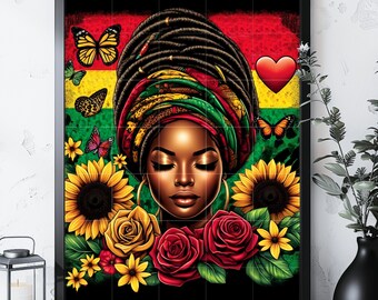 Afro Woman png, Sunflowers png, Black Girl png, Colorful jpg, Black Woman png, Afro Lady Art, Floral Design png, Sublimate designs