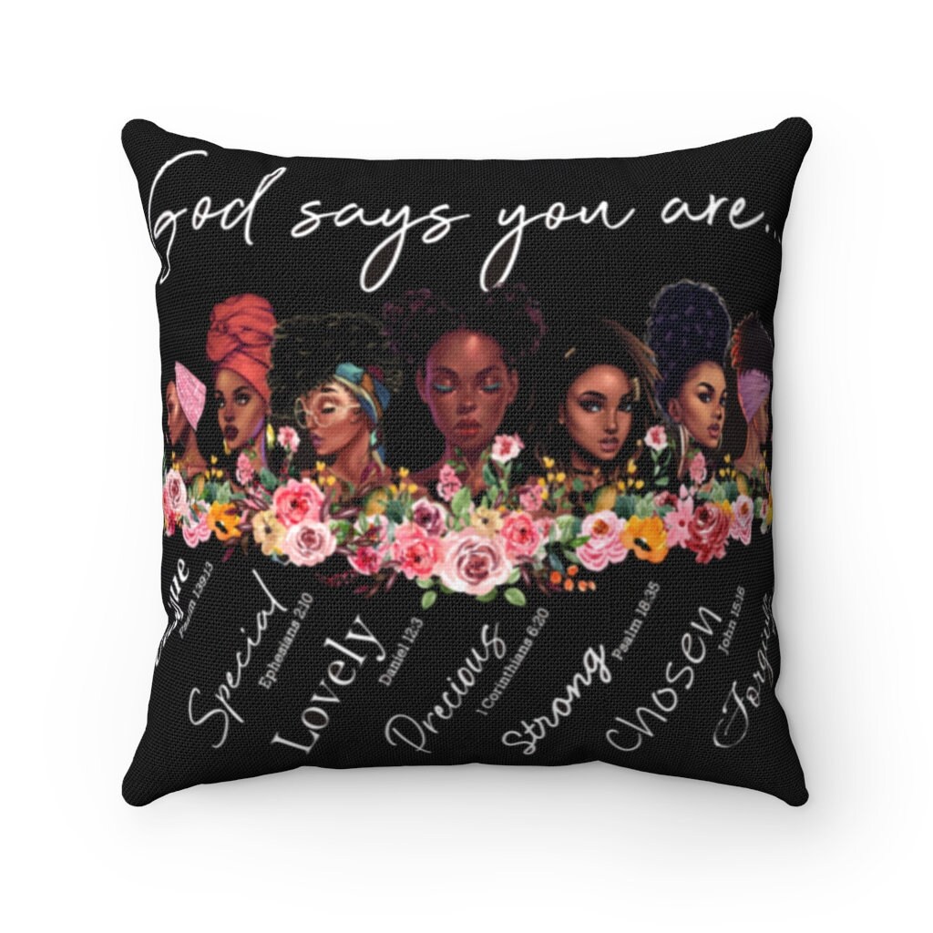 Decorative Throw Pillow Black Girl Pillow God Says You Are Etsy