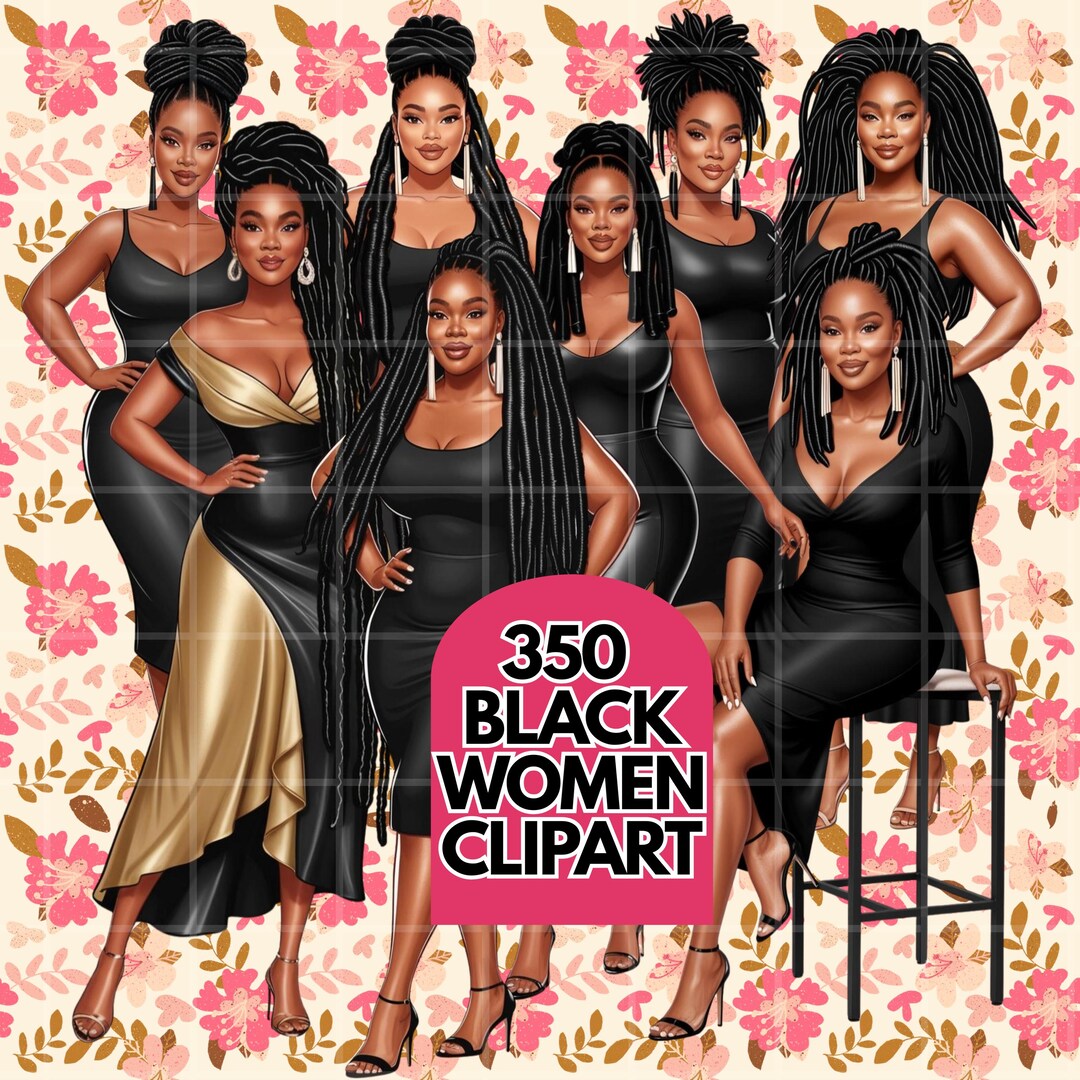 350 Black Women, Fashion Clipart, Fashion Girl Clipart, Denim Girl ...