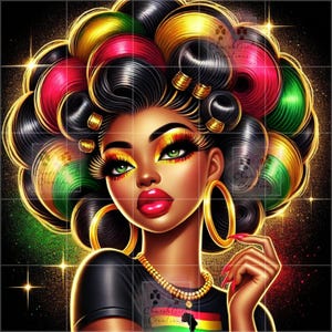 Black Woman png, Juneteenth png, Black Girl png, colorful png, Melanin png, Black Woman AI Art, Black Queen png, Afro Lady Art, African png