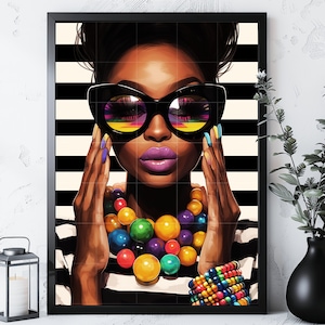 Colorful Black Girl Art, Black Girl png, Afro Woman png, Colorful Design, Black Woman PNG, African American, Sublimation AI Digital Download
