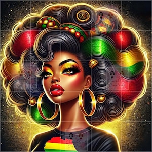 Black Woman png, Juneteenth png, Black Girl png, colorful png, Melanin png, Black Woman AI Art, Black Queen png, Afro Lady Art, African png
