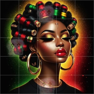 Black Woman png, Juneteenth png, Black Girl png, colorful png, Melanin png, Black Woman AI Art, Black Queen png, Afro Lady Art, African png