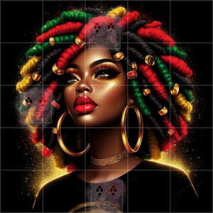 Black Woman png, Juneteenth png, Black Girl png, colorful png, Melanin png, Black Woman AI Art, Black Queen png, Afro Lady Art, African png