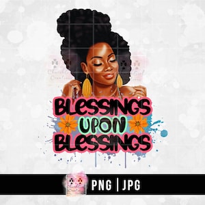 Beautiful Colorful Afro Black Girl Melanin Black Woman PNG Afro Fashion girl African American clipart Blessings Upon Blessings