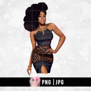 Black Woman png, Black Lady png, Afro Queen, Black Girl Clipart, Sublimation, African American, illustration, Digital Download