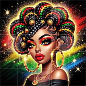 Black Woman png, Juneteenth png, Black Girl png, colorful png, Melanin png, Black Woman AI Art, Black Queen png, Afro Lady Art, African png