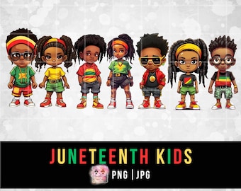 Juneteenth Kids PNG, histoire des Noirs png, enfants noirs png, afro-américain, sublimation, téléchargement numérique, Juneteenth Kids Bundle