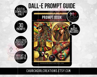 DALLE ChatGPT, AI-promptgids, zwarte vrouw clipart, digitale downloads, GPT-prompts 2025, Black Girl png, ai Art, Afro Queen, kleurrijke kunst