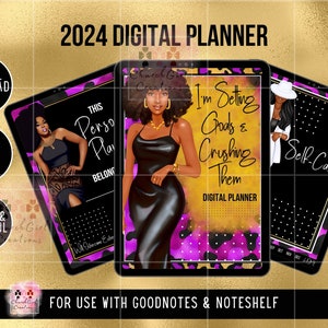 2024 Digital Planner, Black Girl Planner, Fillable Planner, 2024 Undated Planner, Black Girl Digital, Goodnotes planner, Self Care Planner