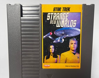 STAR TREK Strange New Worlds NES Nintendo Custom Video Game Cartridge Shell - Anson Mount Tv Show Parody Item