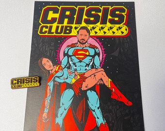 Crisis on Infinite Earths Print & Enamel Pin -- CRISIS CLUB!