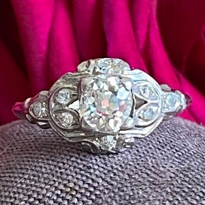 Art Deco .81ct Diamond Platinum Engagement Ring