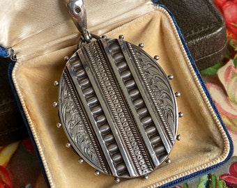 Victorian Large Ornate Locket Silver