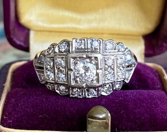 Anillo de compromiso de 1940 .49ct TW Diamond 14K