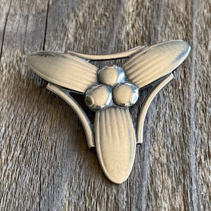 Kunst & Handwerk dänische Blume Silber Brosche Pin