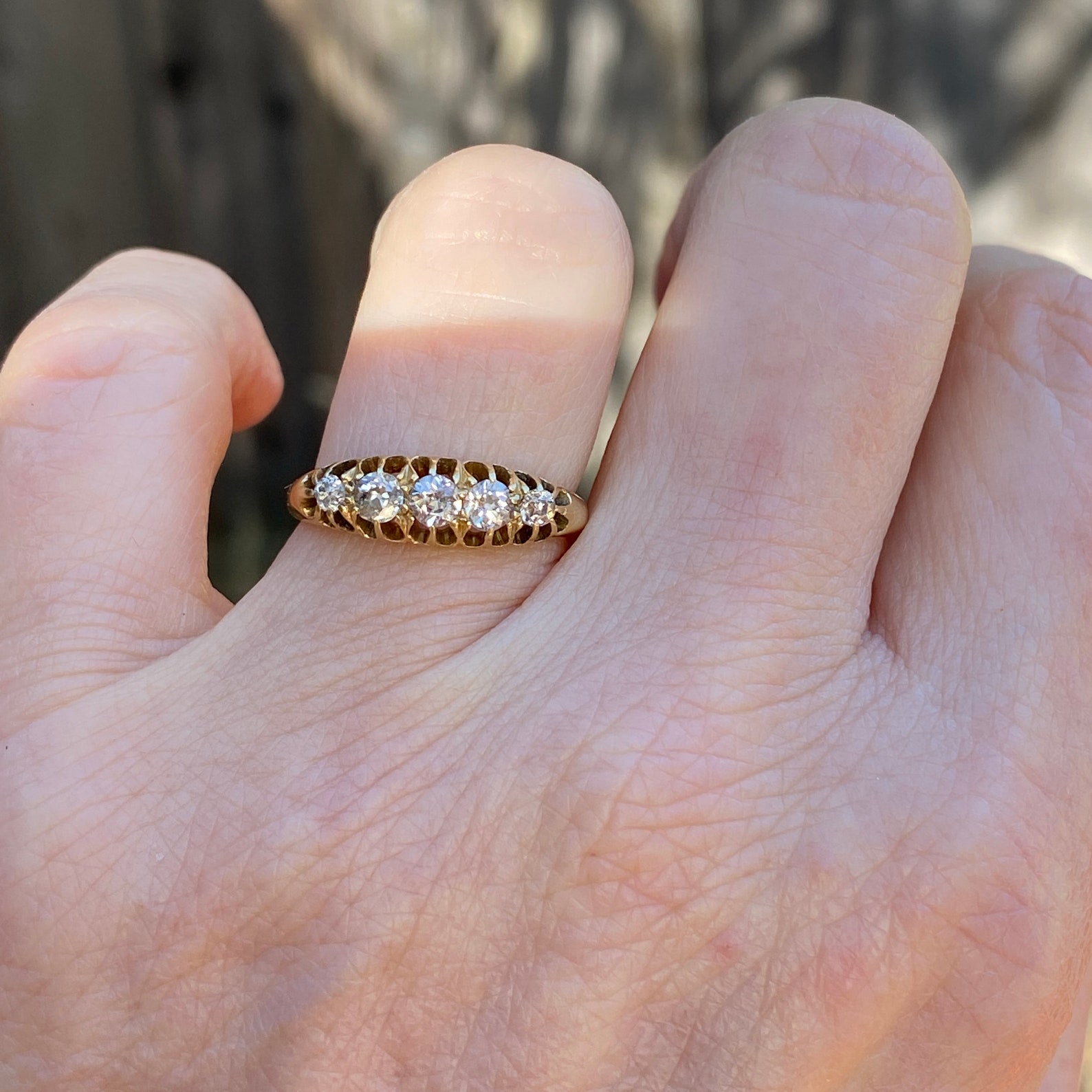 Victorian Belcher Diamond Hallmarked 18K Gold Band Ring Etsy