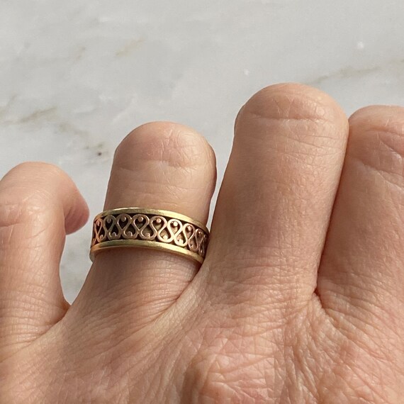 Vintage 14K Two-tone Pattern Design Ring - image 7