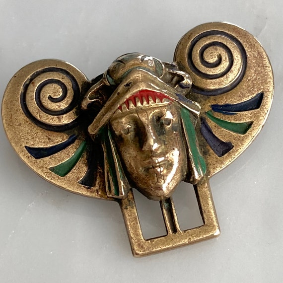 Enamel Egyptian Revival Pharaoh Brooch - image 6