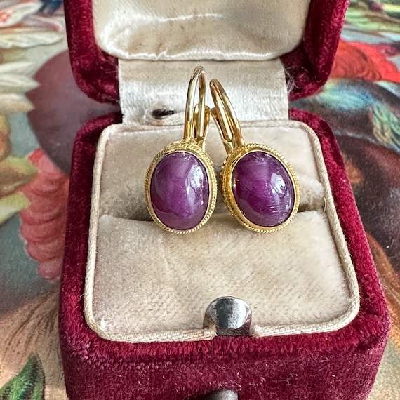 Antique Style Ruby Gold over Silver Earrings - image 6
