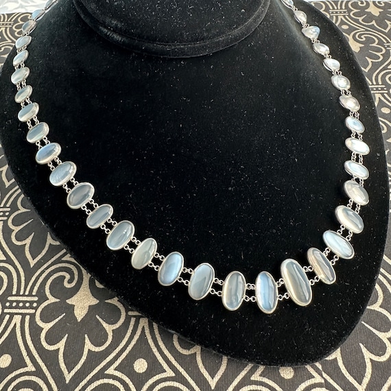 Edwardian Moonstone Silver Festoon Necklace - image 6