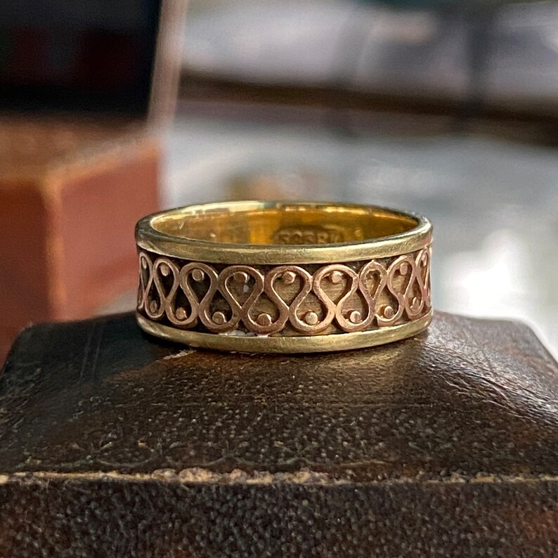 Vintage 14K Two-tone Pattern Design Ring - Etsy