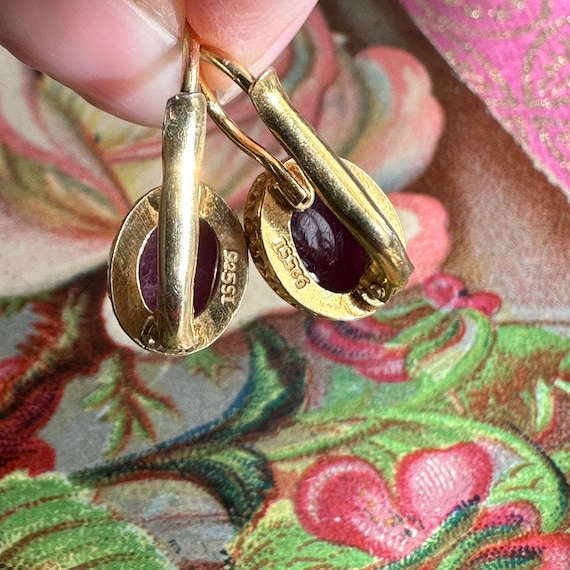 Antique Style Ruby Gold over Silver Earrings - image 9