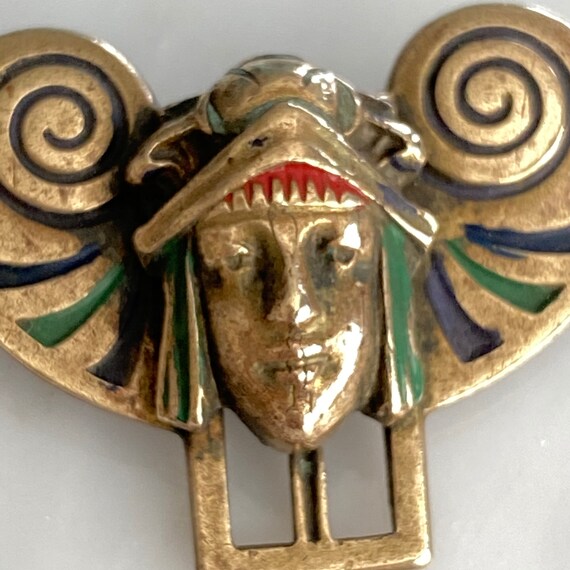 Enamel Egyptian Revival Pharaoh Brooch - image 3