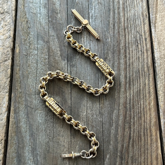 Victorian 9K/14K Fancy Link Watch Chain - image 9