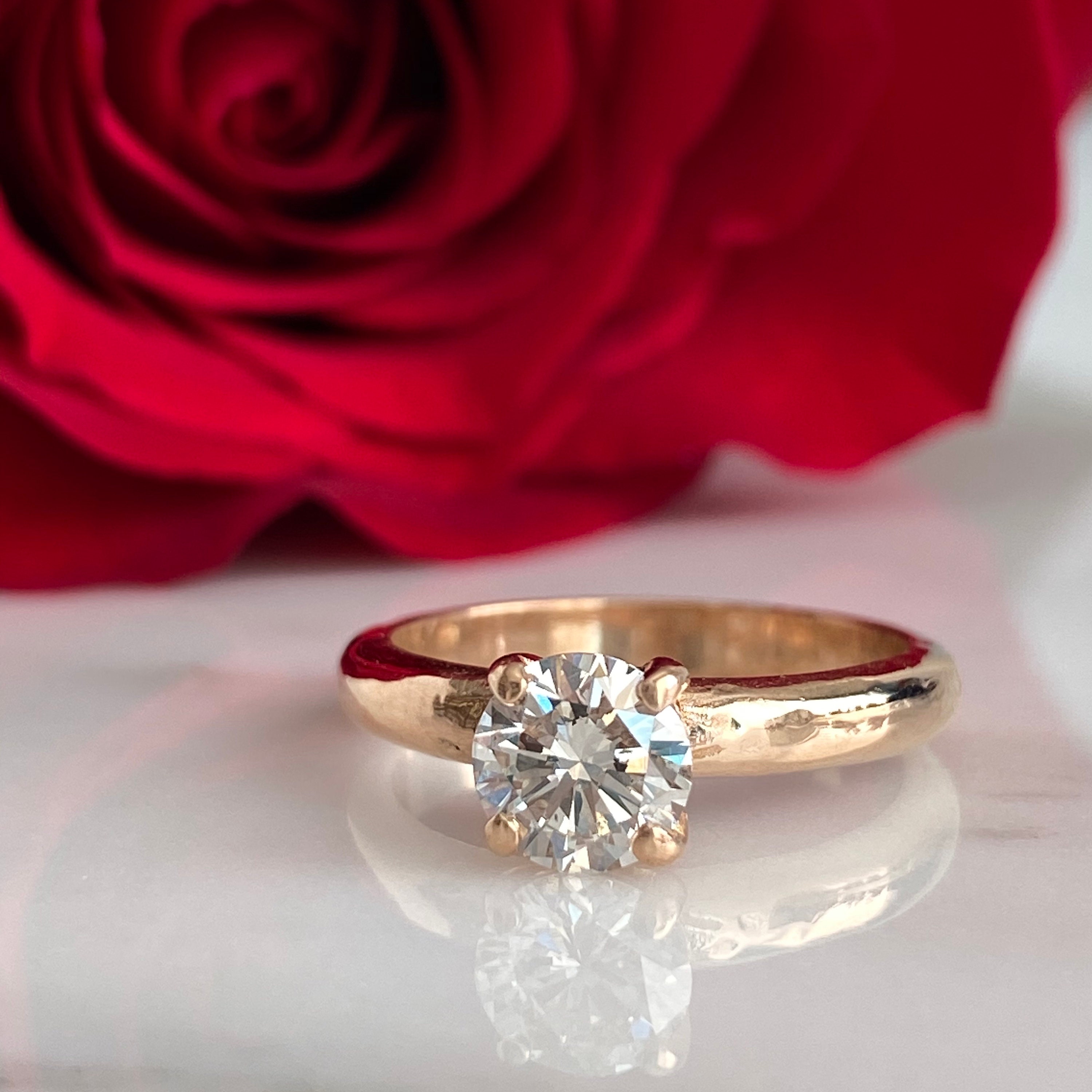 Vintage .85ct Diamond 14K Gold Engagement Ring Etsy