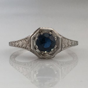 Art Deco Platinum Sapphire .40 carat Engagement Ring