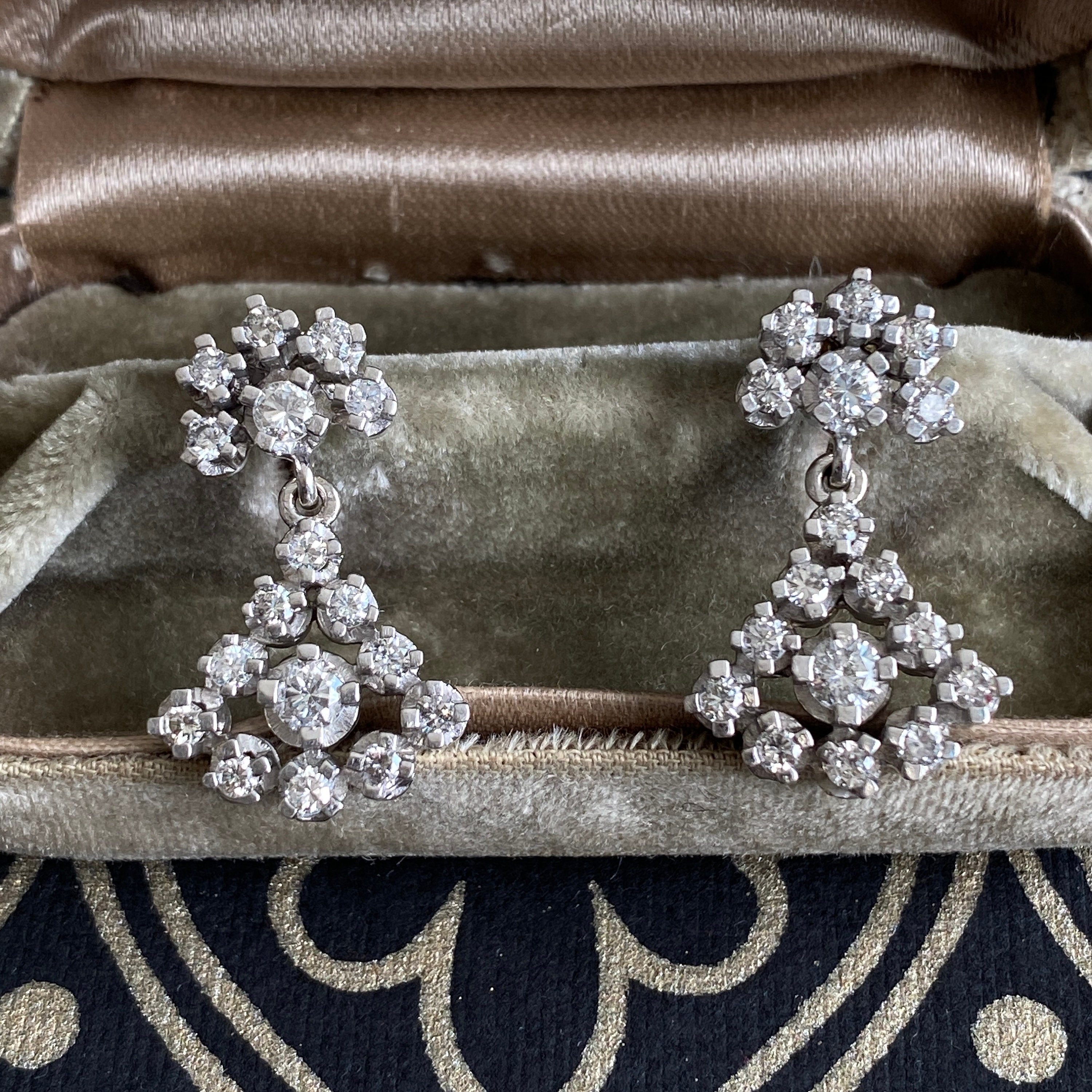 Vintage Estate Diamond 2ct TW 14K Earrings | Etsy
