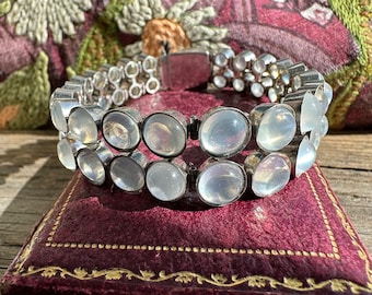 Vintage Moonstone Dot Sterling Silver Bracelet - Etsy