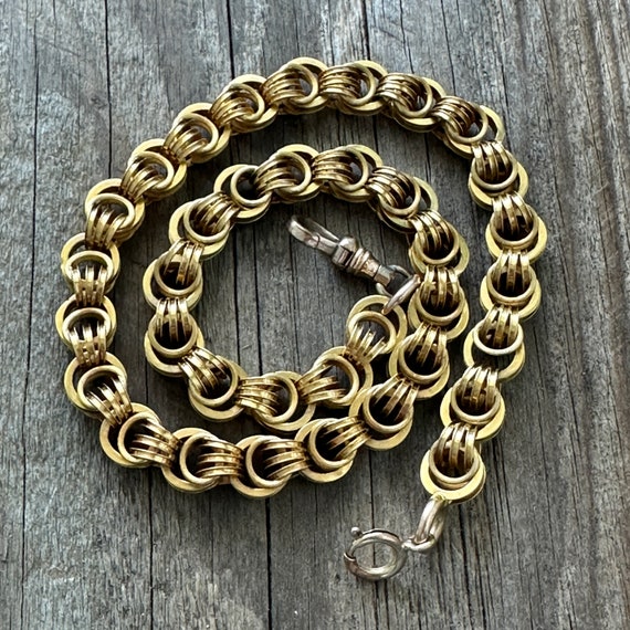 Victorian 14K Fancy Link Watch Chain Necklace