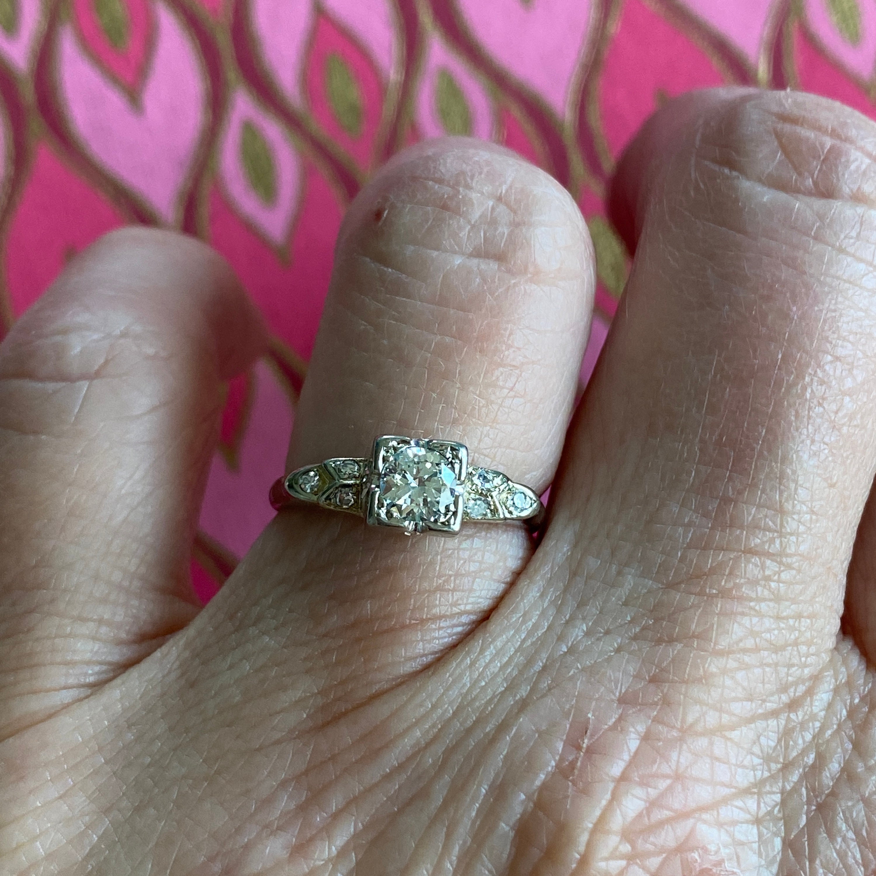 Vintage 1930's Diamond 18K Engagement Ring - Etsy