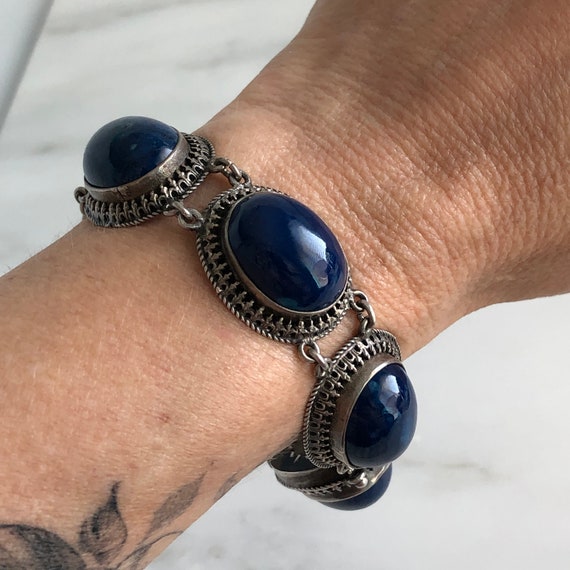 Vintage Sodalite Sterling Silver Bracelet - image 3