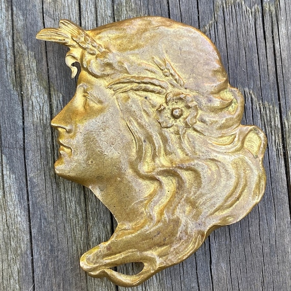 Art Nouveau Lady Belt Buckle - image 4