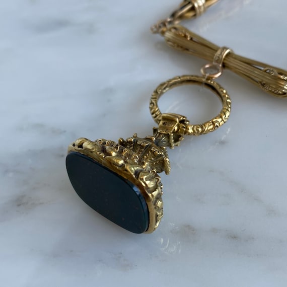 Victorian Bloodstone 18K Gold Watch Fob - image 8