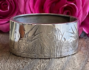 Braccialetto vittoriano con motivo asiatico a forma di uccello in argento sterling