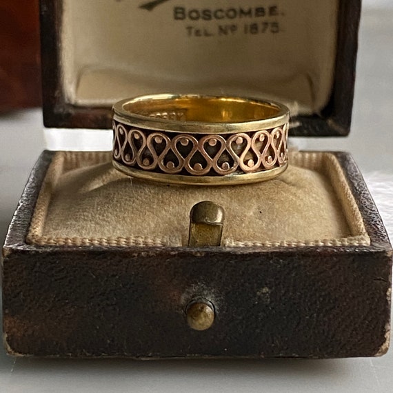 Vintage 14K Two-tone Pattern Design Ring - image 6