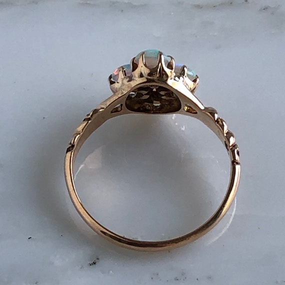 Victorian Yellow Gold Opal & Diamond Ring - image 9